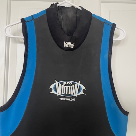 Mens Pro-Motion Triathlon Full Body Black & Blue Full Body Zip Up Wetsuit Size - Picture 3 of 8